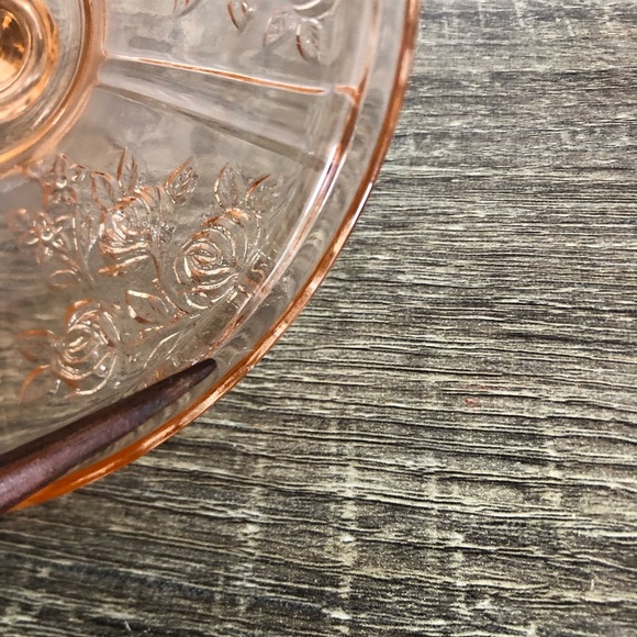 Vtg Federal Glass Pink Sharon Cabbage Rose Covered Candy Dish - Picture 11 of 14